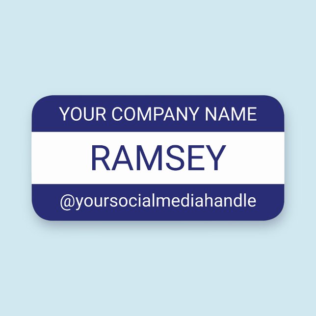 Blue Personalized Nametag Magnetic Custom Company Name Tag (MISOOK Blue Name Tag with Bold Type)