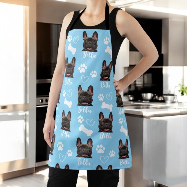 Blue Personalized Pet Photo Dog Lover Instagram Apron (Creator Uploaded)