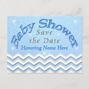 Blue Personalized Save the Date Baby Shower Cards