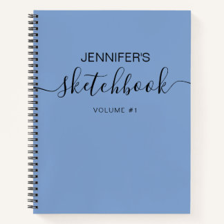 Blue Personalized Sketchbook Your Name Notebook