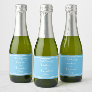 Blue Personalized Wedding Mini Sparkling Wine Labe Label