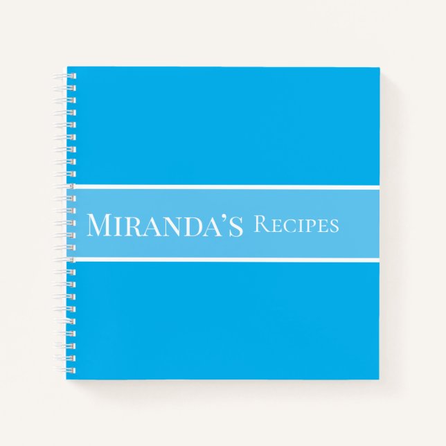 Blue Personalized Your Name Recipes Book Script (Front)