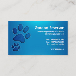 blue pet care veterinary business cards