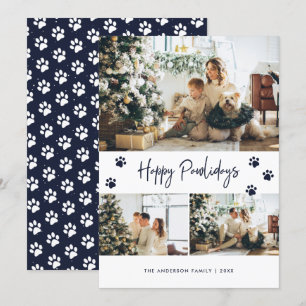 Blue Pet Owner Photo Happy Pawlidays Card