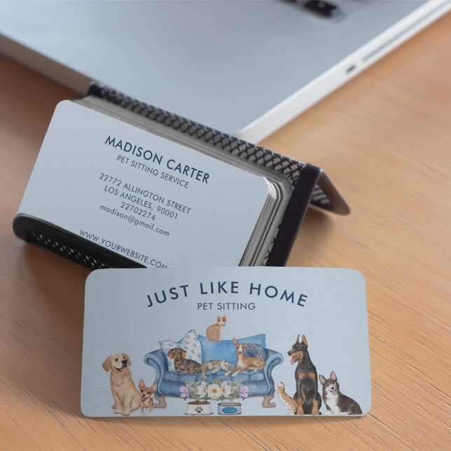 Blue Pet Sitting Service  Business Card (Creator Uploaded)