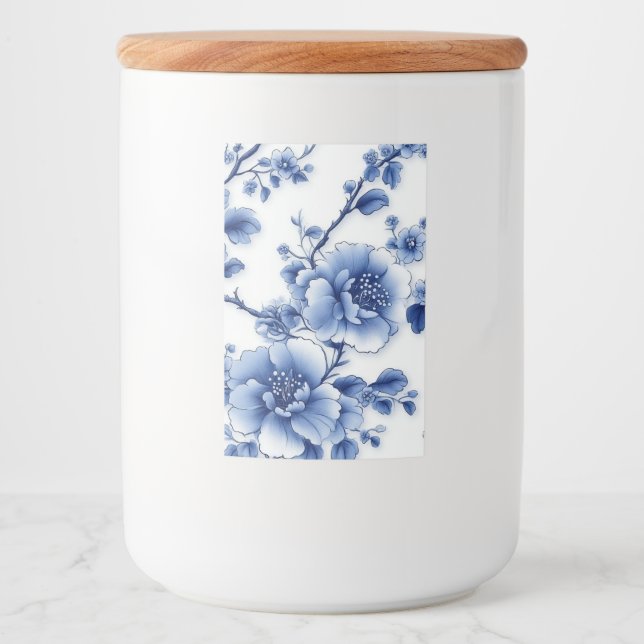 Blue Petal Ceramic Storage Jar Food Label (Front)