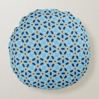 Blue Petal Harmony Round Pouf Pillow