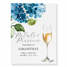 Blue Petals and Prosecco Bridal Shower Sign