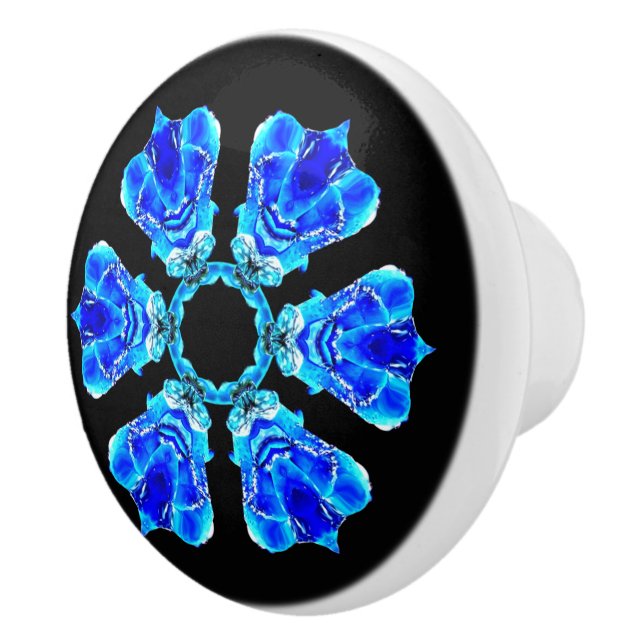 Blue Petals Ceramic Knob (Right)