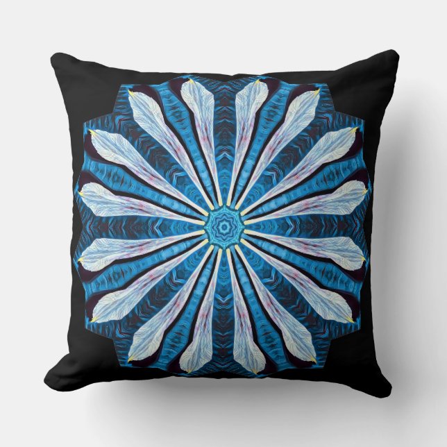Blue Petals Throw Pillow (Front)