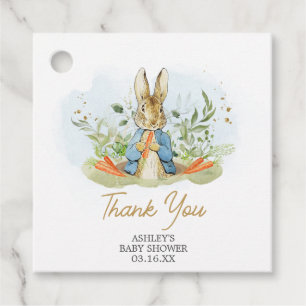 Blue Peter Rabbit Baby Shower Square Favour Tags