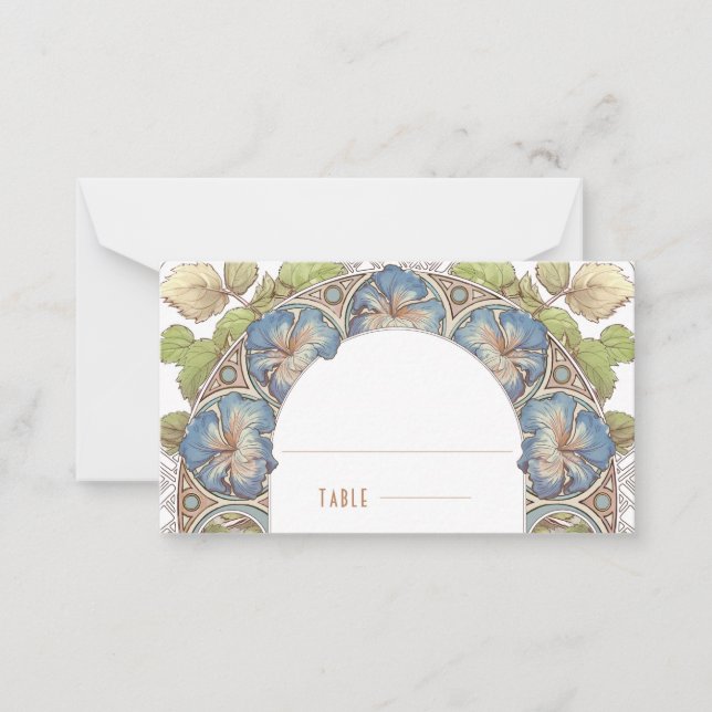 Blue Petunia Name Cards Wedding Table Vintage (Front)