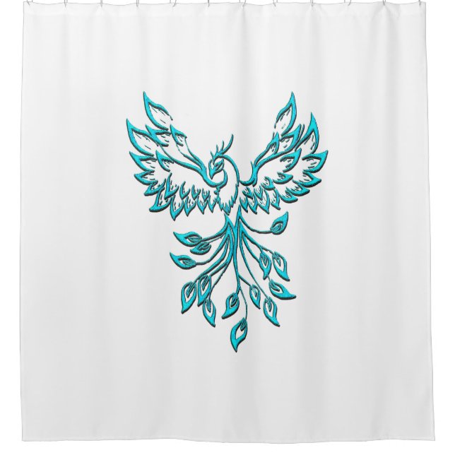 Blue Phoenix Rises on White (Front)