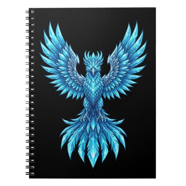 Blue Phoenix Rising Notebook - Fantasy Art Journal (Front)