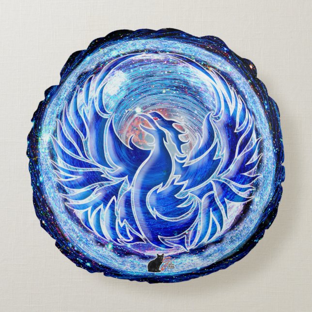 Blue Phoenix  Round Pillow (Front)