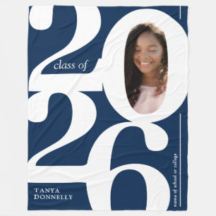 Blue Photo 2025 Graduation Fleece Blanket