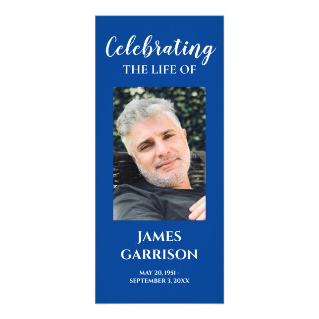 Blue Photo Celebration of Life Memorial Program (Front)
