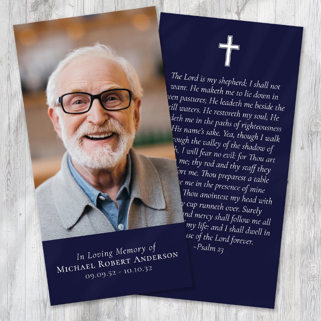 Blue Photo Cross Prayer Memorial Bookmark (Creator Uploaded)