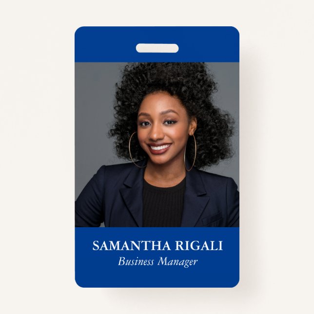 Blue Photo Customizable Badge (Front)