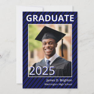 Blue Photo Graduation Invitation