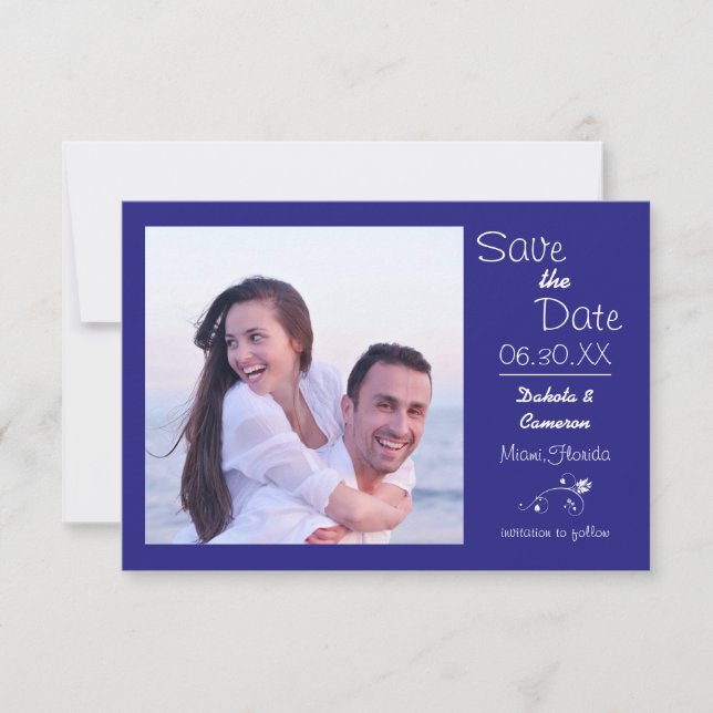 Blue Photo Horizontal - 3x5 Save the Date (Front)