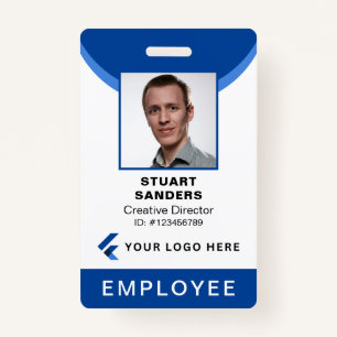 Blue Photo ID QR Code Employee Company Badge