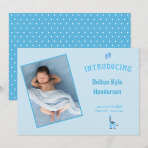 Blue Photo Newborn Baby Boy Announcement