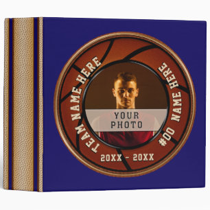 Blue Photo Personalized Basketball Binder Album