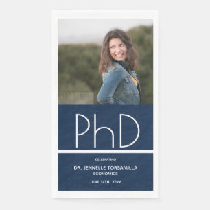 Blue Photo PhD Graduation Napkin