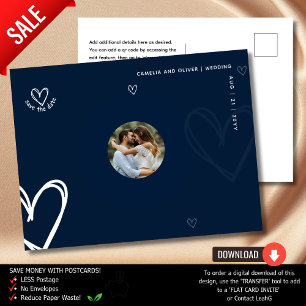 BLUE PHOTO Save the Date Minimal Quality Modern Postcard