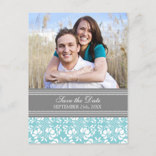 Blue Photo Save the Date Wedding Postcards