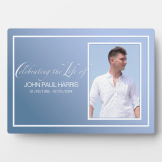 Blue Photo Table Memorial Plaque