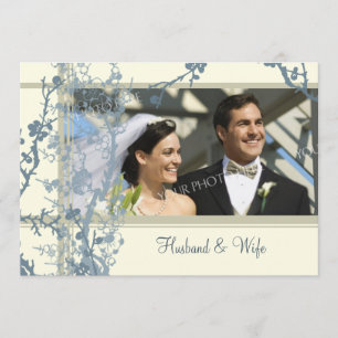 Blue Photo Vow Renewal Ceremony Invitation Card