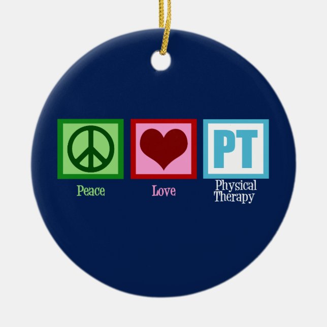 Blue Physical Therapy Office Christmas Ceramic Ornament (Front)
