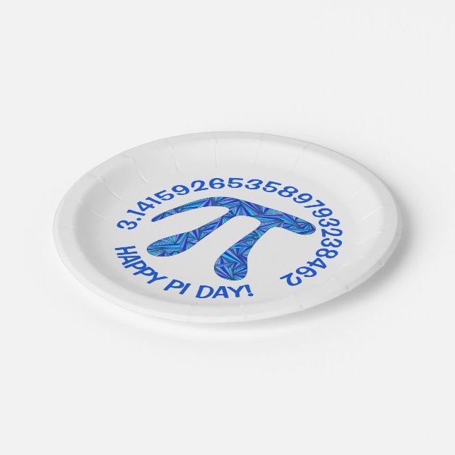 Blue Pi Symbol Math Geek Happy Pi Day Party Cute Paper Plate (Angled)