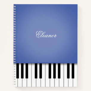 Blue Piano Music Keyboard Custom Notebook