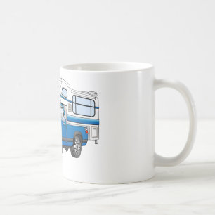 Blue Pick Up Camper Cartoon Coffee Mug