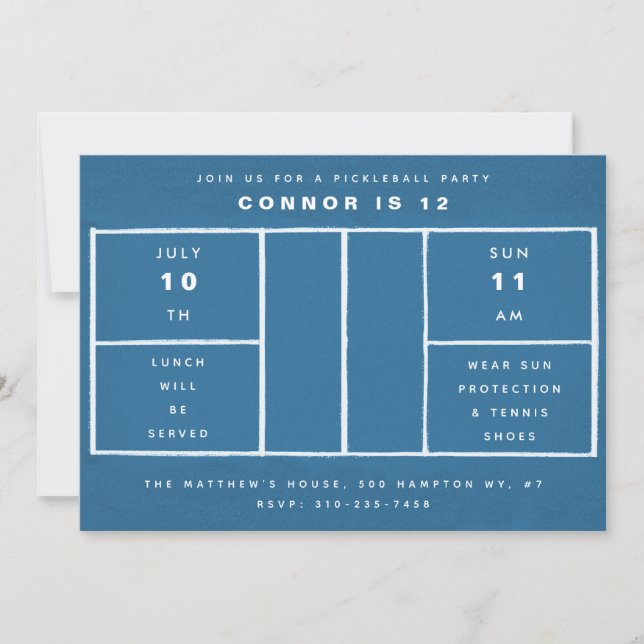 Blue Pickleball Birthday Party Invitation (Front)