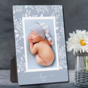 Blue Picture Easel Back Frameless Photo Holder Plaque