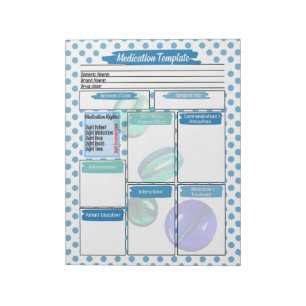 Blue Pill Nursing Student Medication Template Notepad