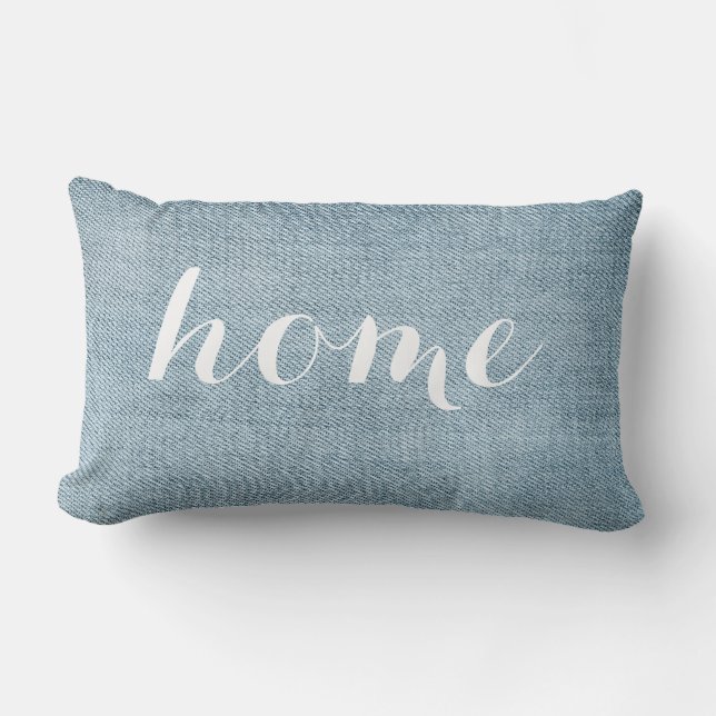 Blue Pillow Home Custom Denim Photo Printed Fabric (Front)