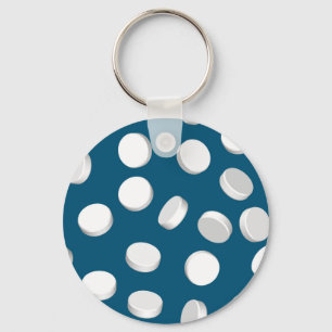 blue pills drugs keychain