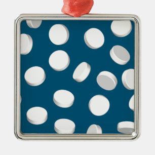 blue pills drugs metal ornament