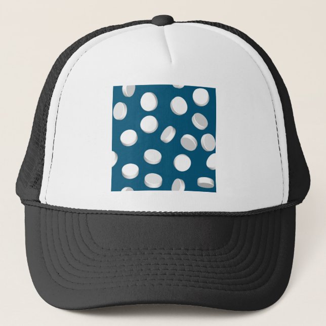 blue pills drugs trucker hat (Front)
