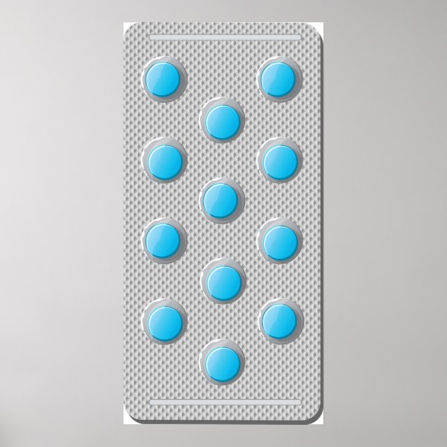 Blue Pills In A Packet Poster (Front)