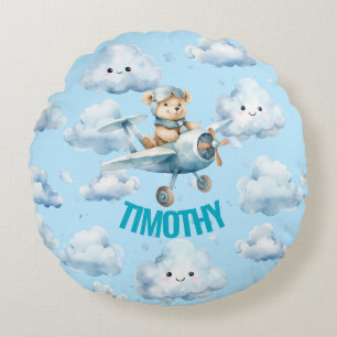 Blue Pilot Teddy Bear Pillow