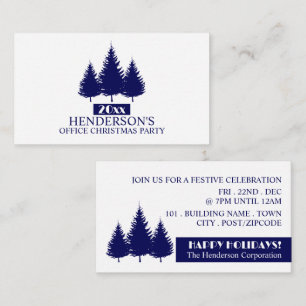 Blue Pine Tree Silhouettes, Christmas Party Ticket Enclosure Card