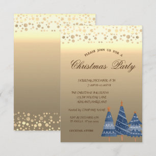Blue Pine Trees,Dots Corporate Christmas Party  Invitation