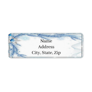 Blue Pine Winter Christmas Wedding Address Labels