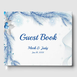 Blue Pine Winter Christmas Wedding Guestbook
